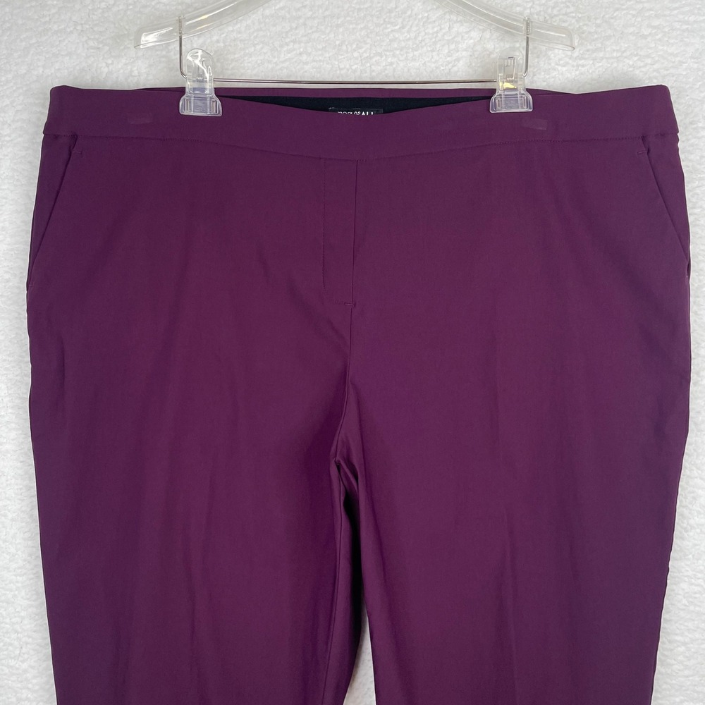 Roz & Ali Purple Ankle Trousers Plus Size 24 Button Hem Career Pants